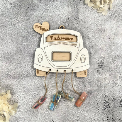 Hochzeitsauto Geldgeschenk zur Hochzeit aus Holz – personalisiertes Hochzeitsgeschenk mit Namen & Datum - LaserArt Germany
