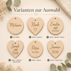 Holzanhänger personalisiert graviert Platzkarten Hochzeit – Anwendungsbeispiel als Gastgeschenk