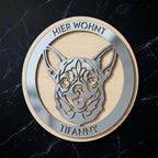 Hundeportrait nach Foto personalisiertes Hundeschild aus Holz – Aufhängeoption im Detail