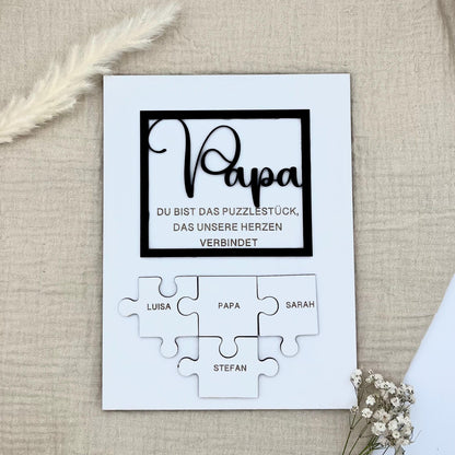 Personalisiertes Puzzle Bild Papa  Geschenk mit Namen  Du bist das Puzzlestück das unsere Herzen verbindet  Geschenk Vatertag, Geburtstag