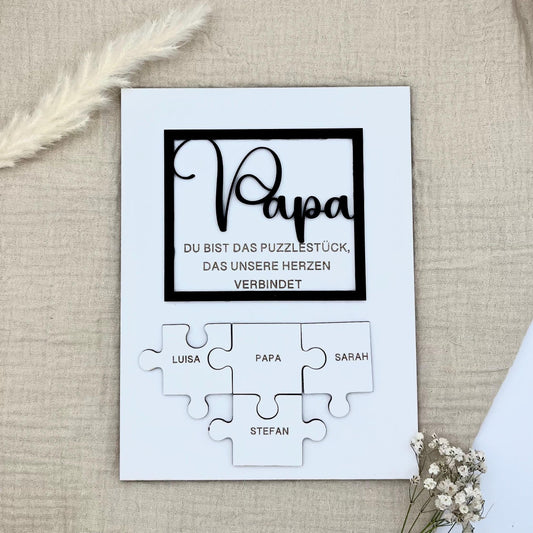 Personalisiertes Puzzle Bild Papa  Geschenk mit Namen  Du bist das Puzzlestück das unsere Herzen verbindet  Geschenk Vatertag, Geburtstag