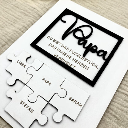 Personalisiertes Puzzle Bild Papa  Geschenk mit Namen  Du bist das Puzzlestück das unsere Herzen verbindet  Geschenk Vatertag, Geburtstag