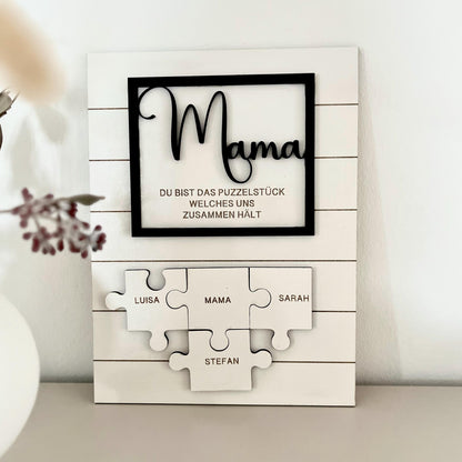 Personalisiertes Puzzle Bild Mama  Du bist das Puzzlestück das uns zusammenhält  Geschenk Muttertag, Geburtstag, mit Namen der Kinder