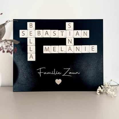 Personalisiertes Familienbild Scrabble  Geschenk Hochzeit, Familie, Muttertag, Valentinstag, Ostern, Weihnachten, Vatertag, Mama, Papa, Oma