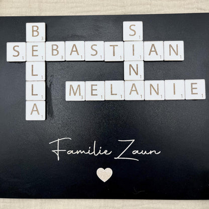 Personalisiertes Familienbild Scrabble  Geschenk Hochzeit, Familie, Muttertag, Valentinstag, Ostern, Weihnachten, Vatertag, Mama, Papa, Oma