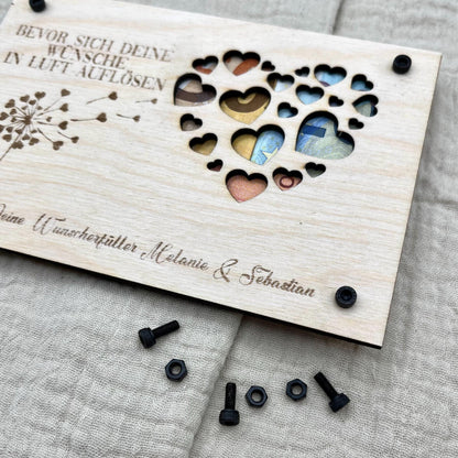 Geldgeschenk aus Holz personalisiert – Geschenk für Hochzeit, Geburtstag & Jubiläum