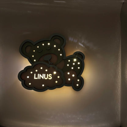 Personalisierbares Schlummerlicht Bär  warmweißes Led Licht  Geschenk Geburt, Taufe, Schwangerschaft, Kinderzimmer, Mädchen, Junge, Baby