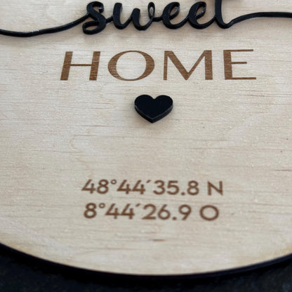 Personalisiertes Geschenk Einzug personalisiertes Schild Wanddeko mit Koordinaten Schrift, Hauskauf & Richtfest