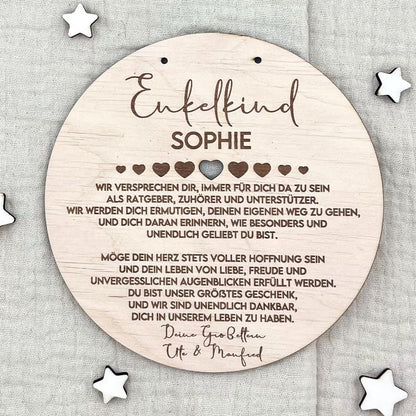 Taufgeschenk Enkelkind Personalisiertes Holz Taufschild mit Name Datum und Spruch Geschenk Oma Opa