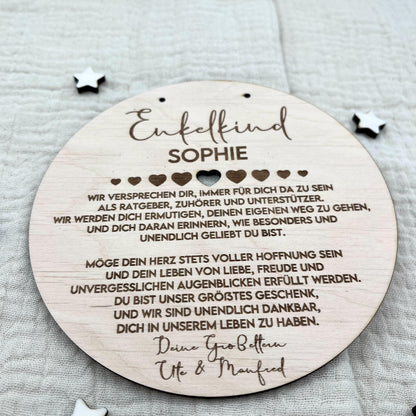 Taufgeschenk Enkelkind Personalisiertes Holz Taufschild mit Name Datum und Spruch Geschenk Oma Opa