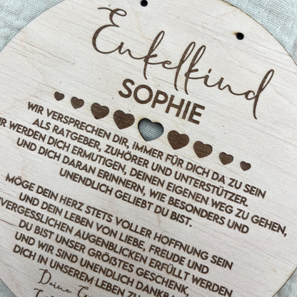 Taufgeschenk Enkelkind Personalisiertes Holz Taufschild mit Name Datum und Spruch Geschenk Oma Opa