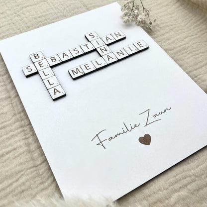 Geschenk Familie Personalisiertes Scrabble Wandbild für Hochzeit, Geburt, Muttertag, Valentinstag, Ostern, Weihnachten