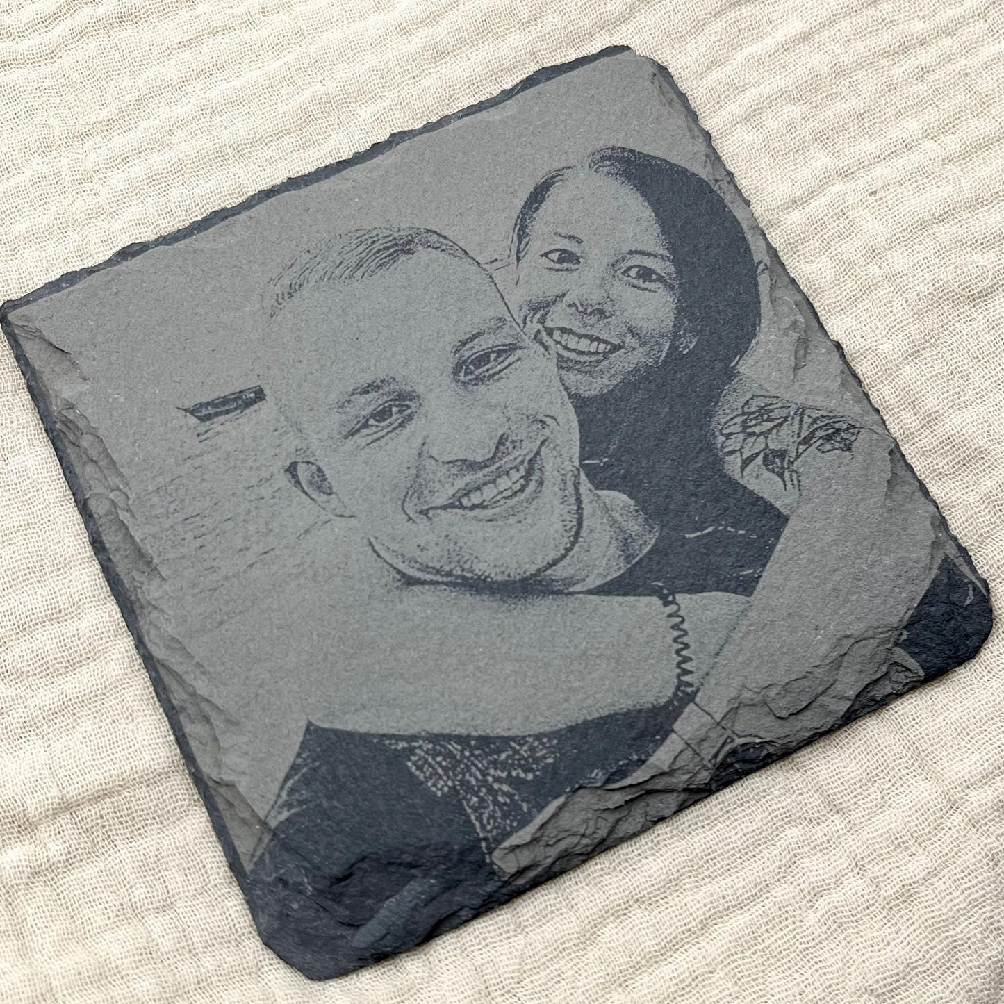 Bild auf Schiefer Untersetzer Porträt vom Foto, Handgemachtes Geschenk, Geschenk 1.Jahrestag, Paar Geschenk, Geschenk Sie Für Ihn