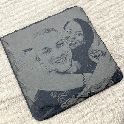 Bild auf Schiefer Untersetzer Porträt vom Foto, Handgemachtes Geschenk, Geschenk 1.Jahrestag, Paar Geschenk, Geschenk Sie Für Ihn