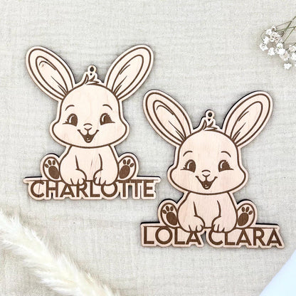 Personalisierter Hase mit Namen Holz, Osterdeko, Geschenkidee, Platzkarte, Türkranz, Türschild, Namensschild, Osterhase, Ostern