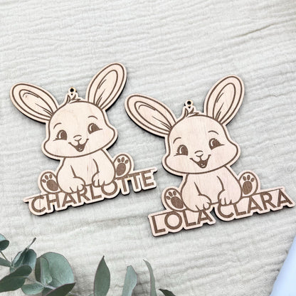 Personalisierter Hase mit Namen Holz, Osterdeko, Geschenkidee, Platzkarte, Türkranz, Türschild, Namensschild, Osterhase, Ostern