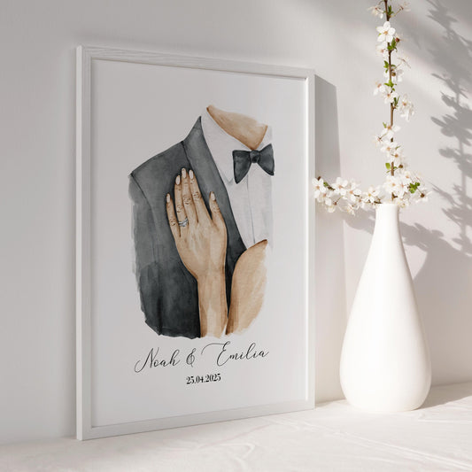 Personalisiertes Poster, Hochzeitsgeschenk Namen Datum, Hochzeitsbild Brautpaar, Jahrestag Valentinstag Hochzeitstag Paare Geschenkidee