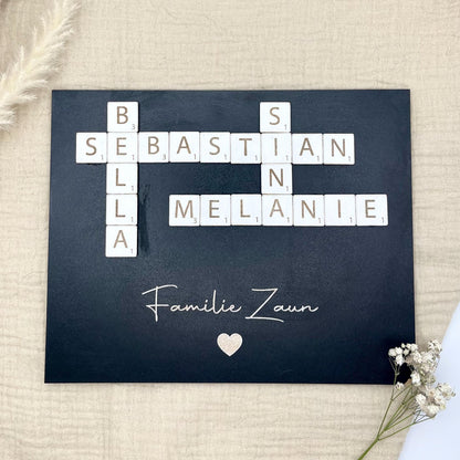 Personalisiertes Familienbild Scrabble  Geschenk Hochzeit, Familie, Muttertag, Valentinstag, Ostern, Weihnachten, Vatertag, Mama, Papa, Oma