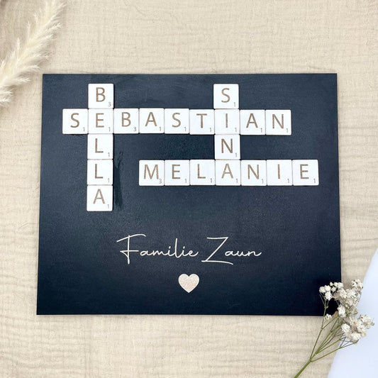 Personalisiertes Familienbild Scrabble  Geschenk Hochzeit, Familie, Muttertag, Valentinstag, Ostern, Weihnachten, Vatertag, Mama, Papa, Oma