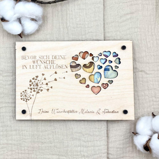 Geldgeschenk aus Holz personalisiert – Geschenk für Hochzeit, Geburtstag & Jubiläum
