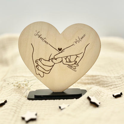 Herz-Dekor Hand-in-Hand Motiv – personalisiertes Geschenk für Paare