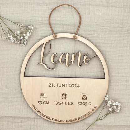 Personalisiertes Geburtsschild Geburtstafel, Gravur mit Geburtsdaten, Geschenk Geburt, Taufe, Schwangerschaft, Babyzimmer Kinderzimmer Deko