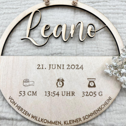 Personalisiertes Geburtsschild Geburtstafel, Gravur mit Geburtsdaten, Geschenk Geburt, Taufe, Schwangerschaft, Babyzimmer Kinderzimmer Deko