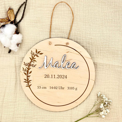 Geschenkidee Geburt Geburtsschild aus Holz personalisierter Name Geburtsdatum Geschenk Geburt, Taufe, Eltern, Baby Tochter Junge Wanddeko
