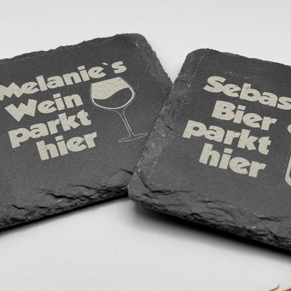 Personalisierte Schiefer Untersetzer mit Gravur – Geschenk für Hochzeit, Geburtstag & Jubiläum