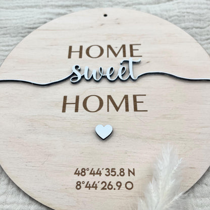 Personalisiertes Geschenk Einzug personalisiertes Schild Wanddeko mit Koordinaten Schrift, Hauskauf & Richtfest