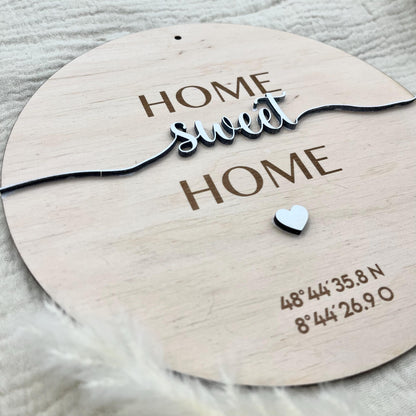 Personalisiertes Geschenk Einzug personalisiertes Schild Wanddeko mit Koordinaten Schrift, Hauskauf & Richtfest