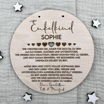 Taufgeschenk Enkelkind Personalisiertes Holz Taufschild mit Name Datum und Spruch Geschenk Oma Opa