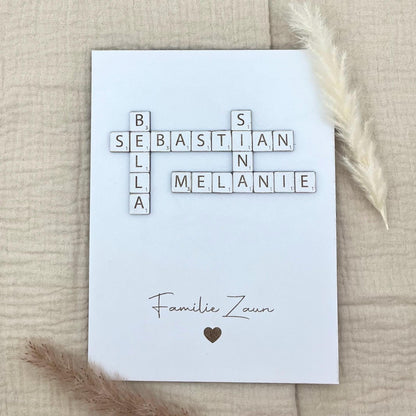 Geschenk Familie Personalisiertes Scrabble Wandbild für Hochzeit, Geburt, Muttertag, Valentinstag, Ostern, Weihnachten
