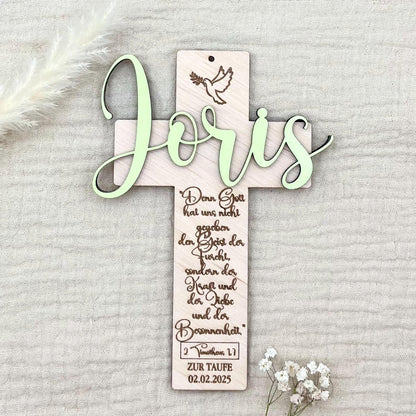 Personalisiertes Taufkreuz aus Holz – Symbol des Glaubens & Erinnerung