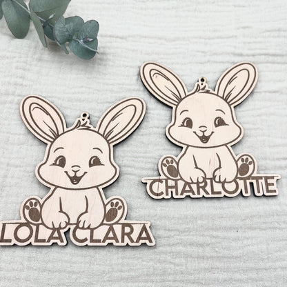 Personalisierter Hase mit Namen Holz, Osterdeko, Geschenkidee, Platzkarte, Türkranz, Türschild, Namensschild, Osterhase, Ostern