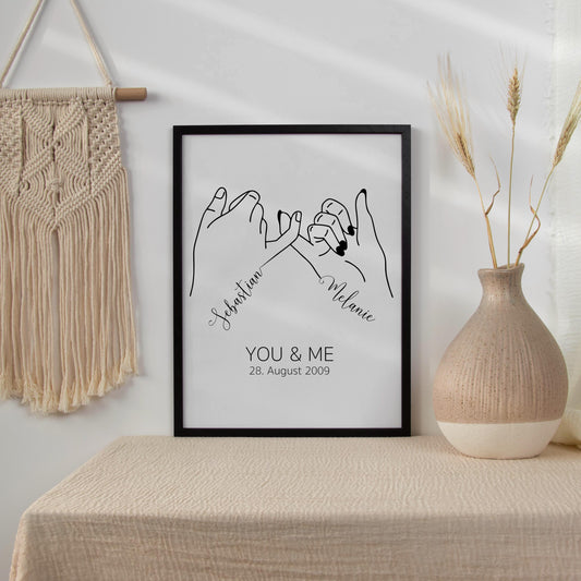 Personalisiertes Poster, Hochzeitsgeschenk Namen Datum, Hochzeitsbild Hand in Hand Brautpaar, Jahrestag Valentinstag Hochzeitstag Paare