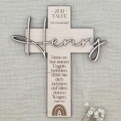 Personalisiertes Taufkreuz aus Holz – Geschenk & Erinnerung