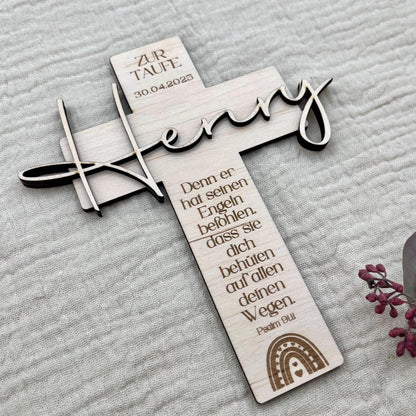 Personalisiertes Taufkreuz aus Holz – Geschenk & Erinnerung