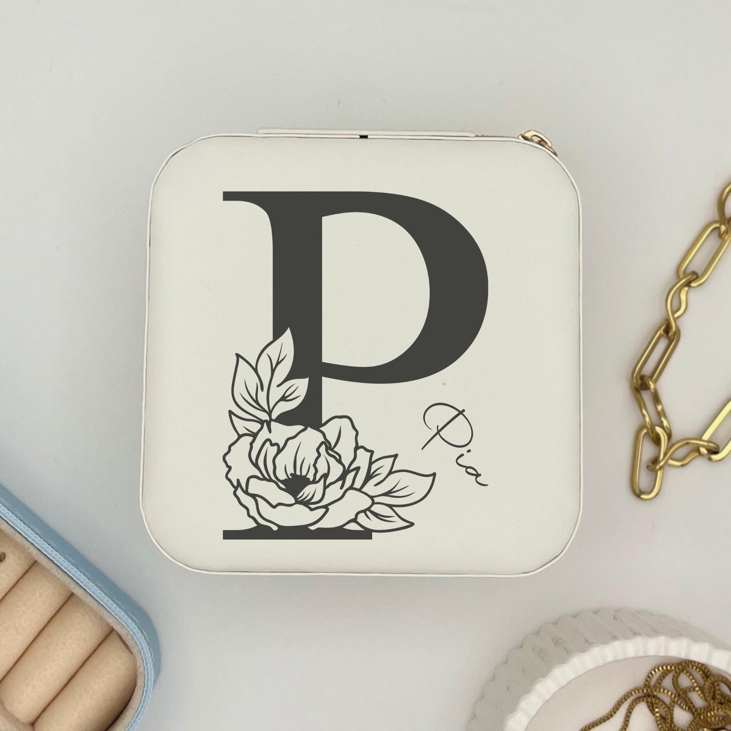 Personalisierte Schmuckbox  Schmuckkästchen mit Monogramm & Namensgravur  Schmuckaufbewahrung Geschenk für Mama, Freundin, Trauzeugin