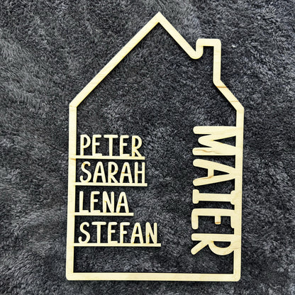 Familienschild mit Nachname personalisiert  modernes Holzschild mit Vornamen  zum Aufhängen oder Hinstellen  Geschenk zur Hochzeit Familie