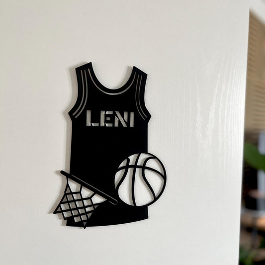 Basketball Namensschild personalisiert aus Holz  Kinderzimmer Türschild mit Name  Geschenk für Basketballfans zur Geburt, Einschulung mehr