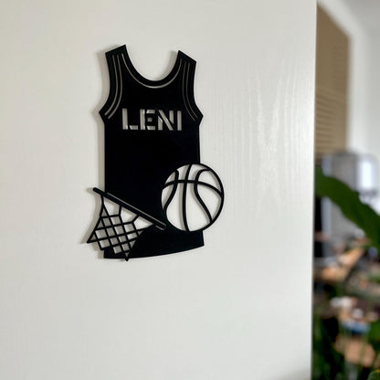 Basketball Namensschild personalisiert aus Holz  Kinderzimmer Türschild mit Name  Geschenk für Basketballfans zur Geburt, Einschulung mehr
