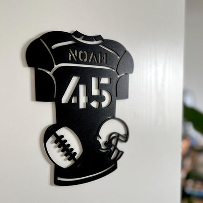 Football Namensschild aus Holz – personalisiertes Türschild für Kinderzimmer