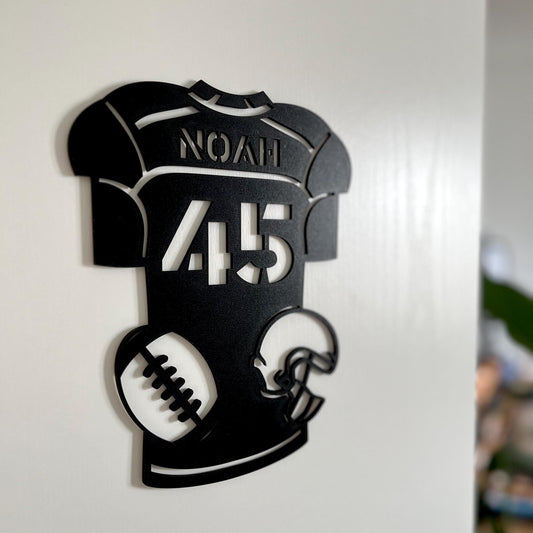 Football Namensschild aus Holz – personalisiertes Türschild für Kinderzimmer