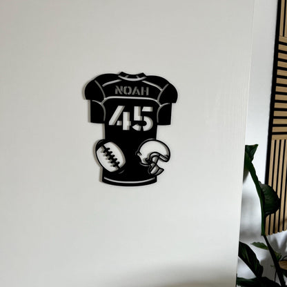 Football Namensschild aus Holz – personalisiertes Türschild für Kinderzimmer