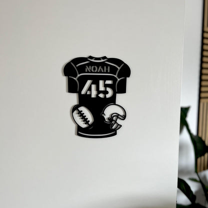 Football Namensschild aus Holz – personalisiertes Türschild für Kinderzimmer