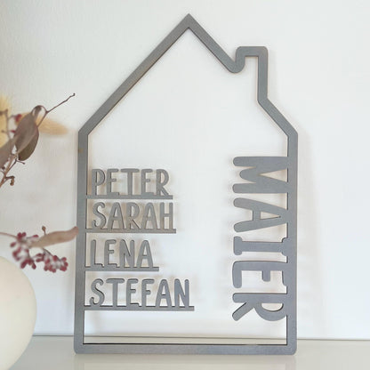 Familienschild mit Nachname personalisiert  modernes Holzschild mit Vornamen  zum Aufhängen oder Hinstellen  Geschenk zur Hochzeit Familie