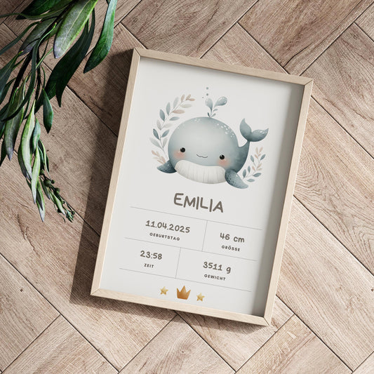 Geburt Poster Junge oder Mädchen  personalisiertes Babybild mit Namen, Geburtsdaten & mehr | Geschenk zur Geburt, Taufe Babyparty