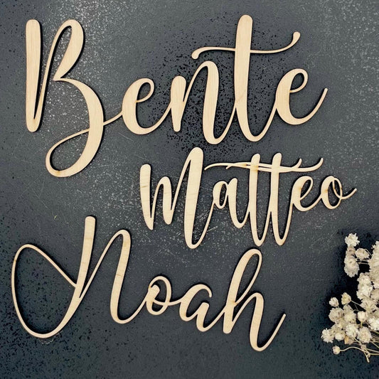 Personalisierte Namen aus Holz  personalisiert Namensschild, Platzkarte, Geschenkidee, Deko für Hochzeit & DIY 7 cm hoch - 5mm Birkenholz