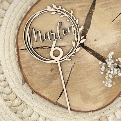 Caketopper aus Holz personalisiert – Name & Zahl für Geburtstag, Taufe & Jubiläum